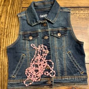 Cat & Jack Girls Blue Jean Vest (7/8)